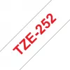 Cinta de laminar Brother TZe252 24mm Rojo sobre blanco