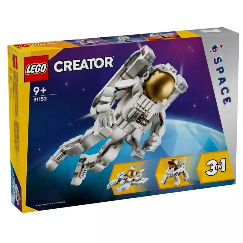 Juguete de construcción LEGO Creator Set 3 en 1 31152 Astronauta en el espacio, 647 piezas, edad 9+, 270 mm de altura