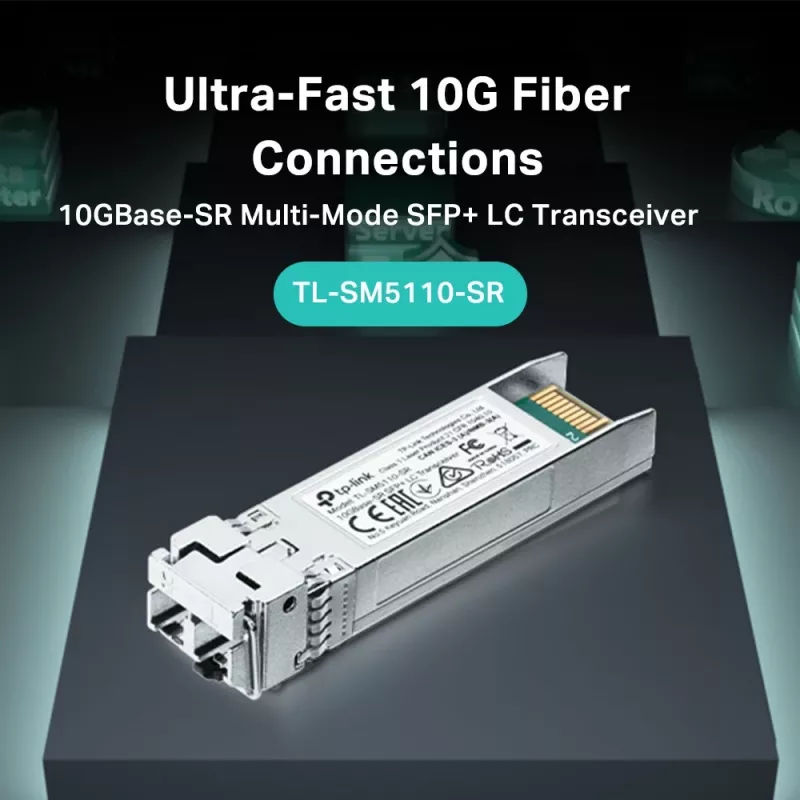 Transceptor TP-Link 10GBase-SR SFP+ LC, fibra óptica, 10000 Mbit/s, SFP+, LC (UPC), 50/125, 62.5/125 µm, 300 m