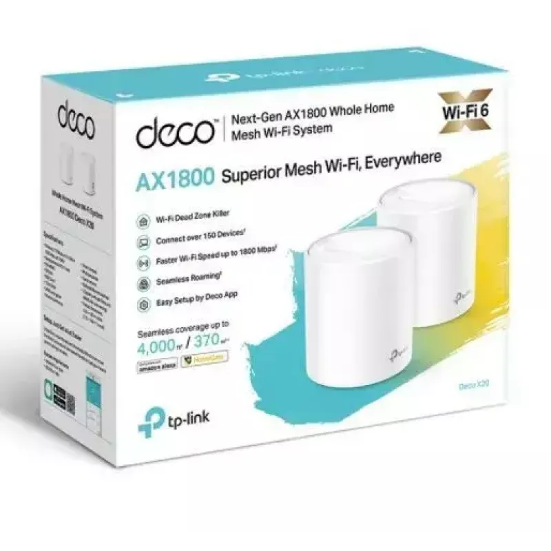 Sistema Wi-Fi 6 Mesh para todo el hogar TP-Link AX1800, pack de 2