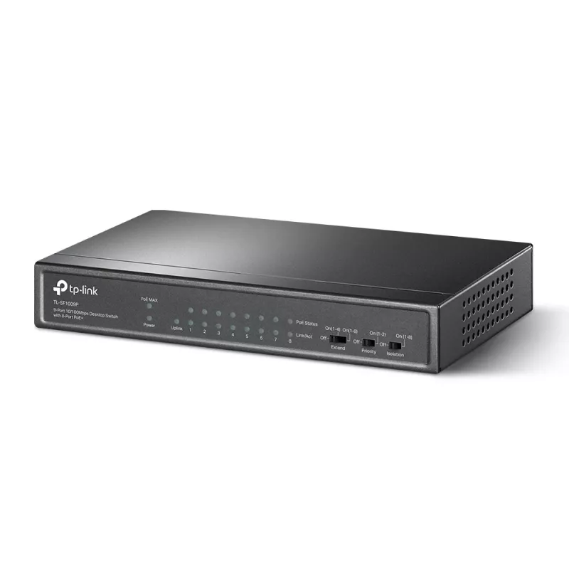 Switch de escritorio TP-Link 9 puertos 10/100Mbps con 8 puertos PoE+