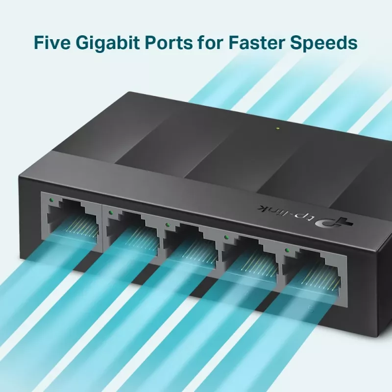 Switch de red de escritorio TP-Link 5 puertos 10/100/1000Mbps, no gestionado, Gigabit Ethernet (10/100/1000), montaje en pared
