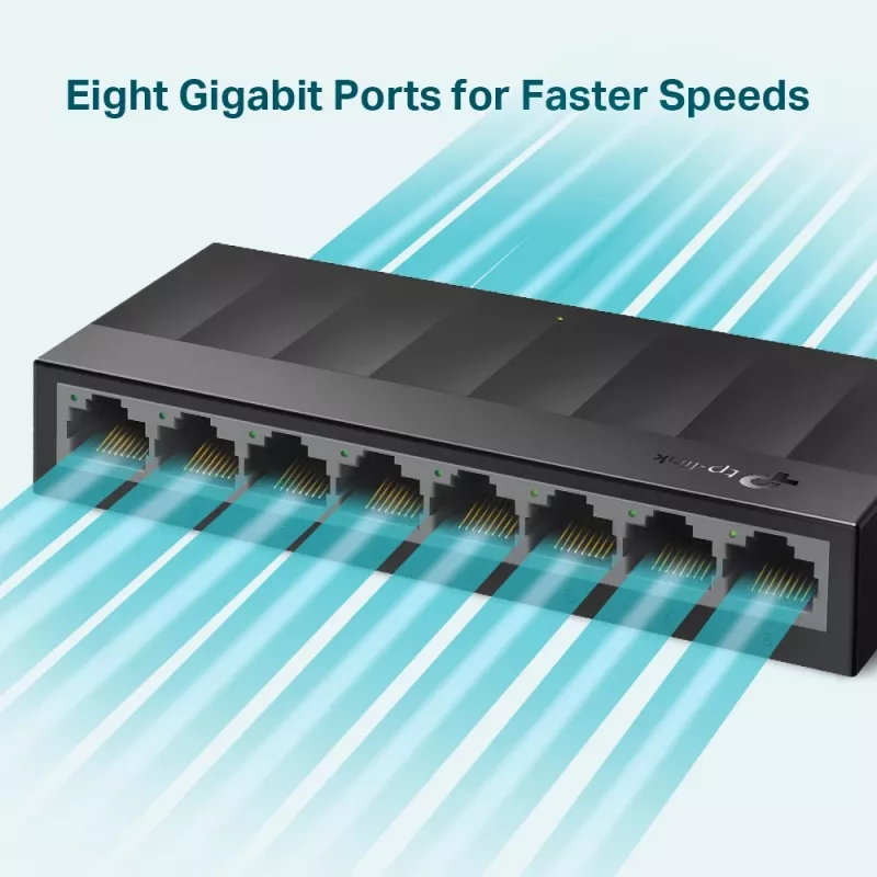Switch de red de escritorio TP-Link 8 puertos 10/100/1000Mbps, no gestionado, Gigabit Ethernet (10/100/1000), montaje en pared