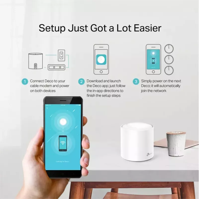 Sistema Wi-Fi 6 Mesh para todo el hogar TP-Link AX1800, pack de 3