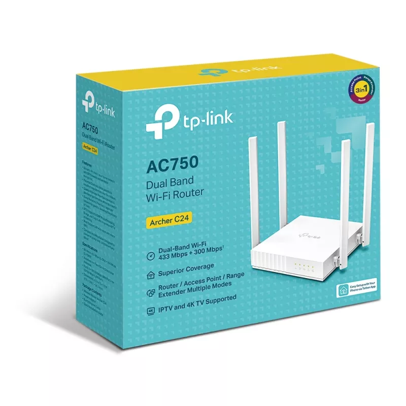 Router Wi-Fi TP-Link ARCHER C24 Fast Ethernet Dual Band (2,4 GHz / 5 GHz) Blanco