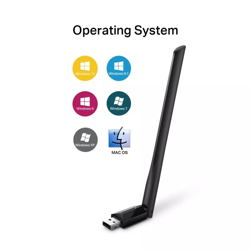 Adaptador USB Wi-Fi inalámbrico TP-Link AC600 High Gain ARCHER T2U PLUS