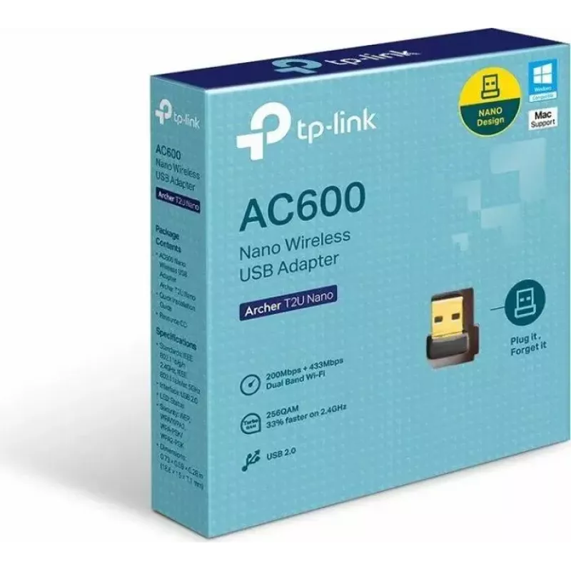 Adaptador USB Wi-Fi TP-Link Nano AC600 (Archer T2U Nano) – Transceptor de red inalámbrico dual band 2,4G/5G