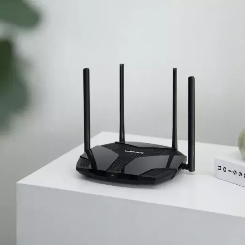 Router de sobremesa MERCUSYS MR80X — Wi‑Fi 6 dual band (802.11ax), 3000 Mbit/s, 4 antenas externas, 3 puertos Gigabit LAN