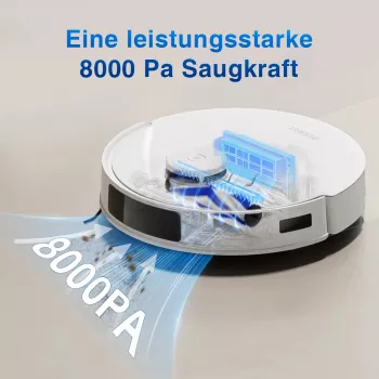 Robot aspirador Ecovacs DEEBOT N20 — navegación LDS, 8000 Pa, 5200 mAh, 300 min de autonomía, fregado OZMO, depósito de polvo 0.4 L, blanco