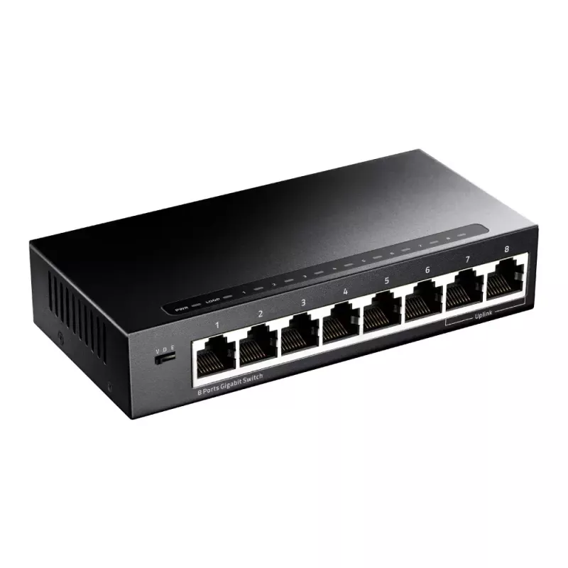 Switch de red Cudy GS108 — 8 puertos Gigabit Ethernet (10/100/1000), negro, 16 Gbit/s de capacidad de conmutación