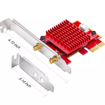 Tarjeta de red PCIe WLAN/Bluetooth interna Cudy WE3000S — Tri-Band 2.4/5/6 GHz, Intel AX210, Bluetooth 5.2, 2400 Mbit/s, Full-Height/Low-Profile