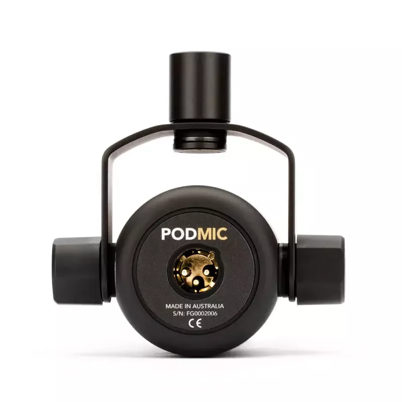 Micrófono dinámico de escenario RØDE PodMic — Patrón cardioide, XLR-3 cableado, 20–20.000 Hz, salida simétrica, 937 g, negro