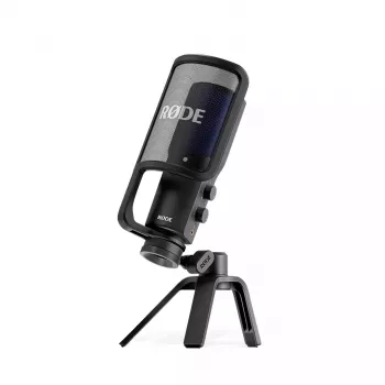 Micrófono USB de condensador para PC RØDE NT-USB+ — Patrón cardioide, 24 Bit/48 kHz, 20–20000 Hz, salida de auriculares de 3,5 mm, USB-C, negro