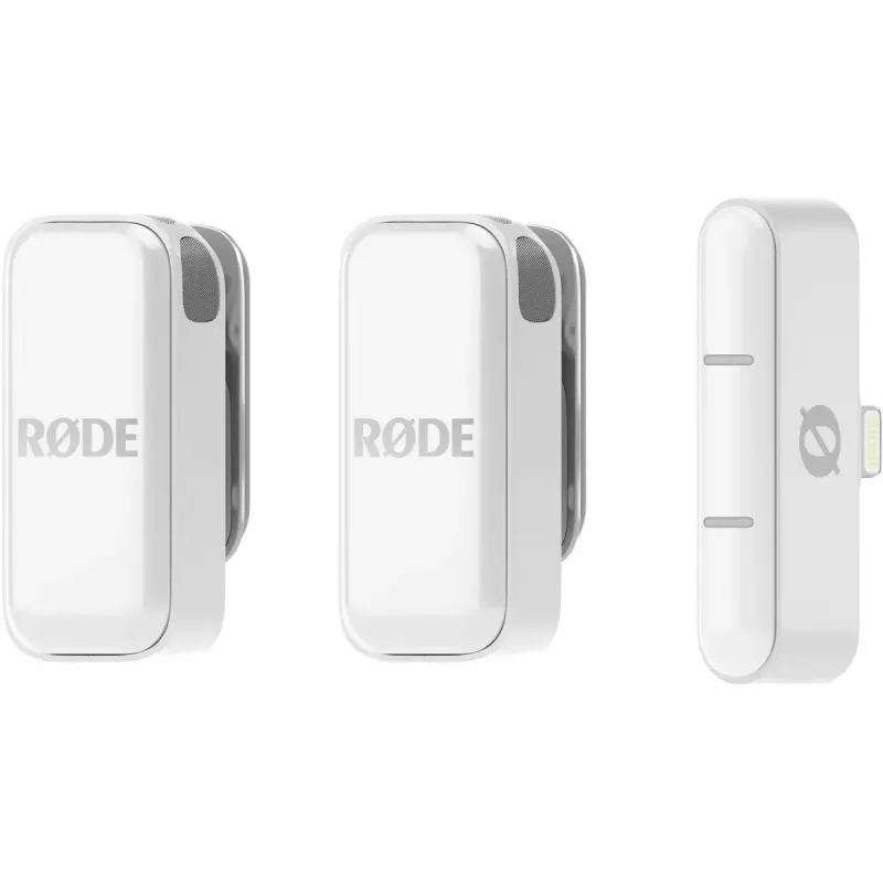 Sistema de micrófono inalámbrico Rode Wireless Micro Lightning – omnidireccional, 48 kHz/24 Bit, 7 h de batería, 100 m de alcance, blanco