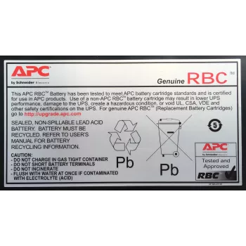 Cartucho de batería de repuesto APC RBC43 (OEM), plomo-ácido (VRLA), 19 kg, 210,6 mm, 76 mm, 530,3 mm, 215,9 x 533,4 x 76,2 mm
