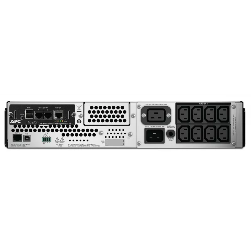 APC Smart-UPS, Line Interactive, 2200VA, rackmount 2U, 230V, 8x salidas IEC C13+2x IEC C19, tarjeta de red, AVR, LCD