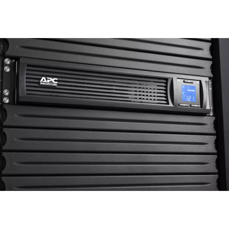 APC Smart-UPS C, Line Interactive, 1000VA, rackmount 2U, 230V, 4x salidas IEC C13, puerto SmartConnect, comunicación USB y serie, AVR, LCD gráfica