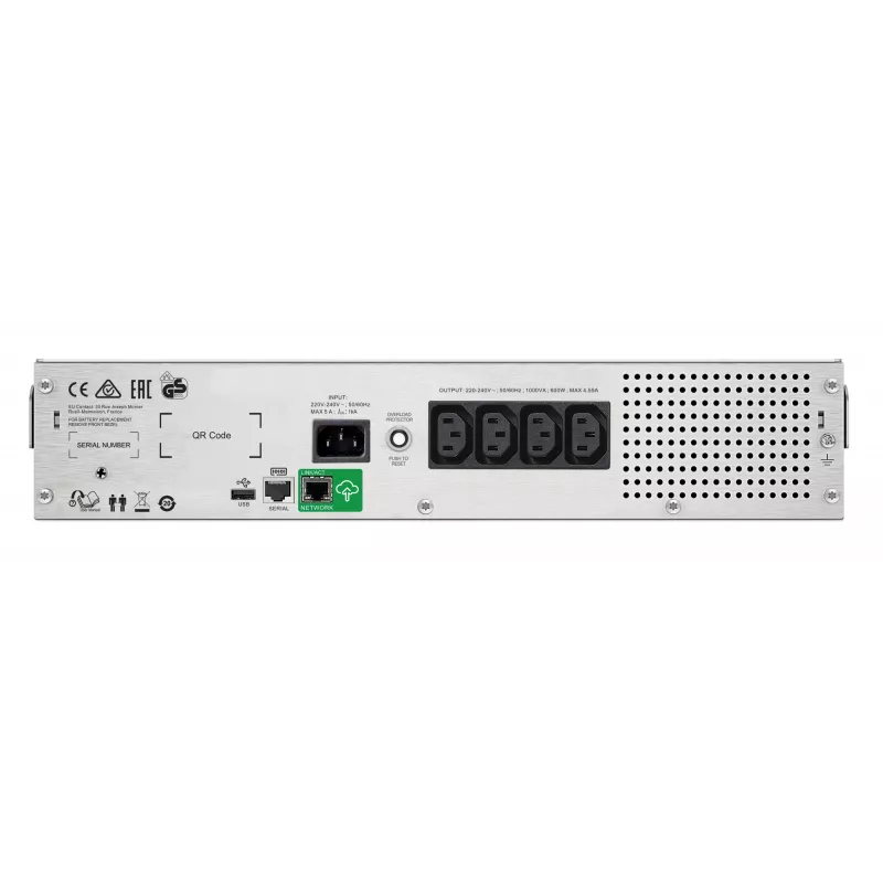 APC Smart-UPS C, Line Interactive, 1500VA, rackmount 2U, 230V, 4x tomas IEC C13, puerto SmartConnect, comunicación USB y serie, AVR, LCD gráfica