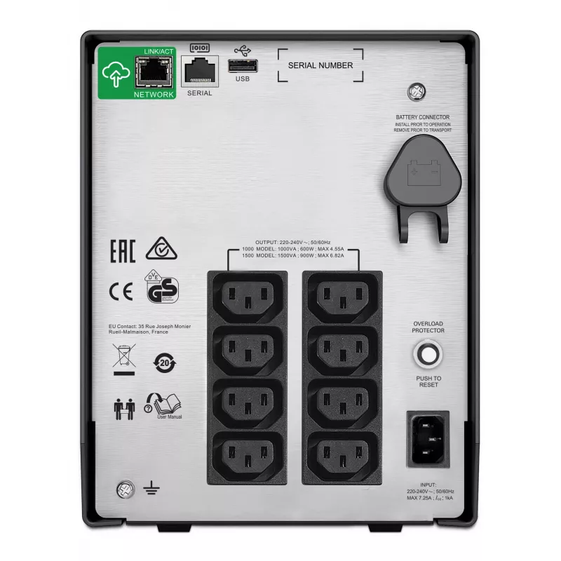 APC Smart-UPS SMC1500IC - 8x C13, USB, SmartConnect, 1500VA, Line-Interactive, 1,5 kVA, 900 W, senoidal, 170 V, 300 V