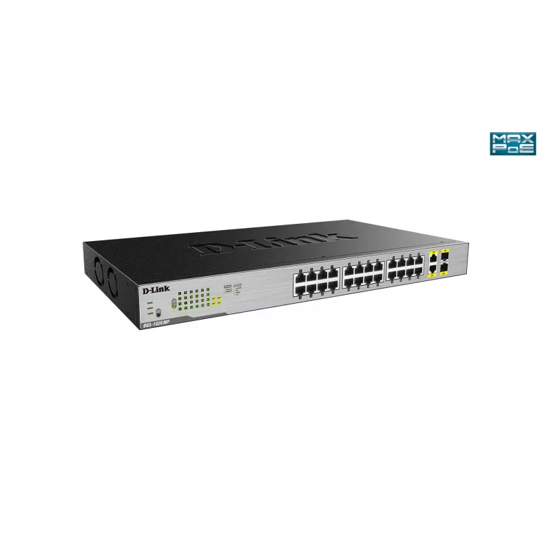 Switch D-Link no gestionado PoE Gigabit de sobremesa de 24 puertos con 2 puertos combo 100/1000Mbps