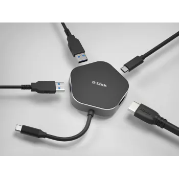 Hub USB-C 4 en 1 D-Link con HDMI y Power Delivery