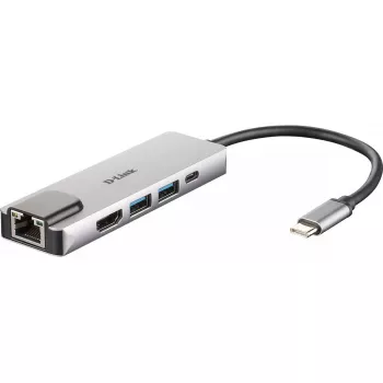 Hub USB-C 5 en 1 D-Link con HDMI/Ethernet y Power Delivery