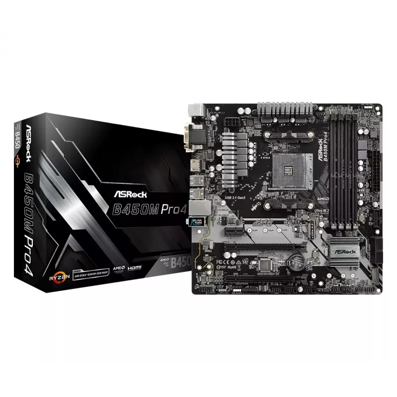 Placa base ASRock B450M PRO4 AMD B450 Socket AM4 micro ATX