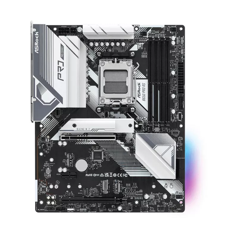 Placa base ASRock B650 Pro RS — ATX, Socket AM5, AMD B650, DDR5, 4 DIMM, 128 GB, 2,5 Gb LAN, 1x M.2, HDMI, DisplayPort