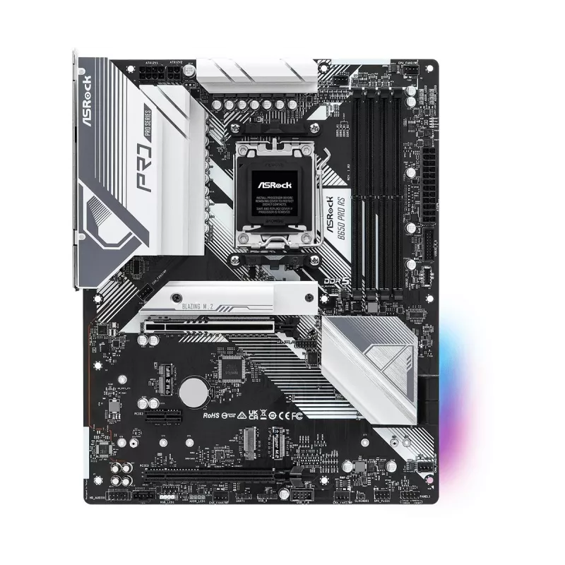 Placa base ASRock B650 Pro RS — ATX, Socket AM5, AMD B650, DDR5, 4 DIMM, 128 GB, 2,5 Gb LAN, 1x M.2, HDMI, DisplayPort
