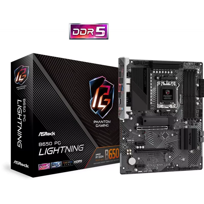 Placa base ASRock B650 PG Lightning AM5 AMD B650 USB 3.2 SATA 3 Audio HD 7.1ch ATX