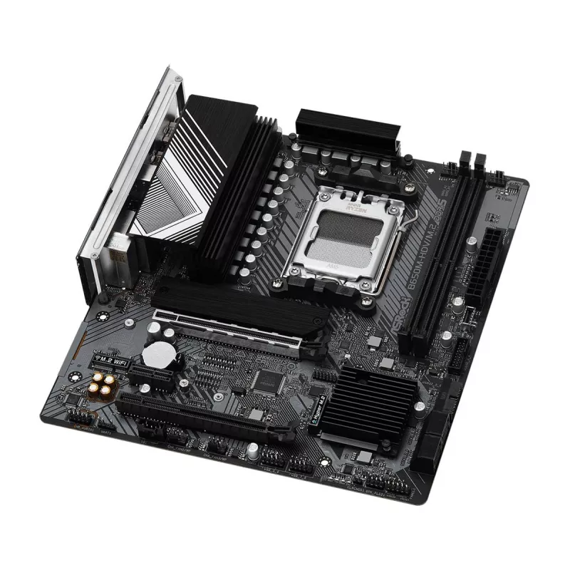 Placa base ASRock B650M-HDV/M.2 micro ATX — AMD B650, Socket AM5, DDR5, 2 ranuras de memoria, 64 GB, M.2 y SATA III