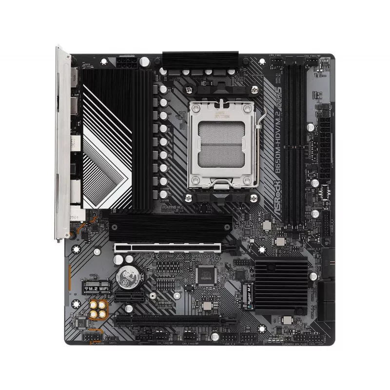 Placa base ASRock B650M-HDV/M.2 micro ATX — AMD B650, Socket AM5, DDR5, 2 ranuras de memoria, 64 GB, M.2 y SATA III