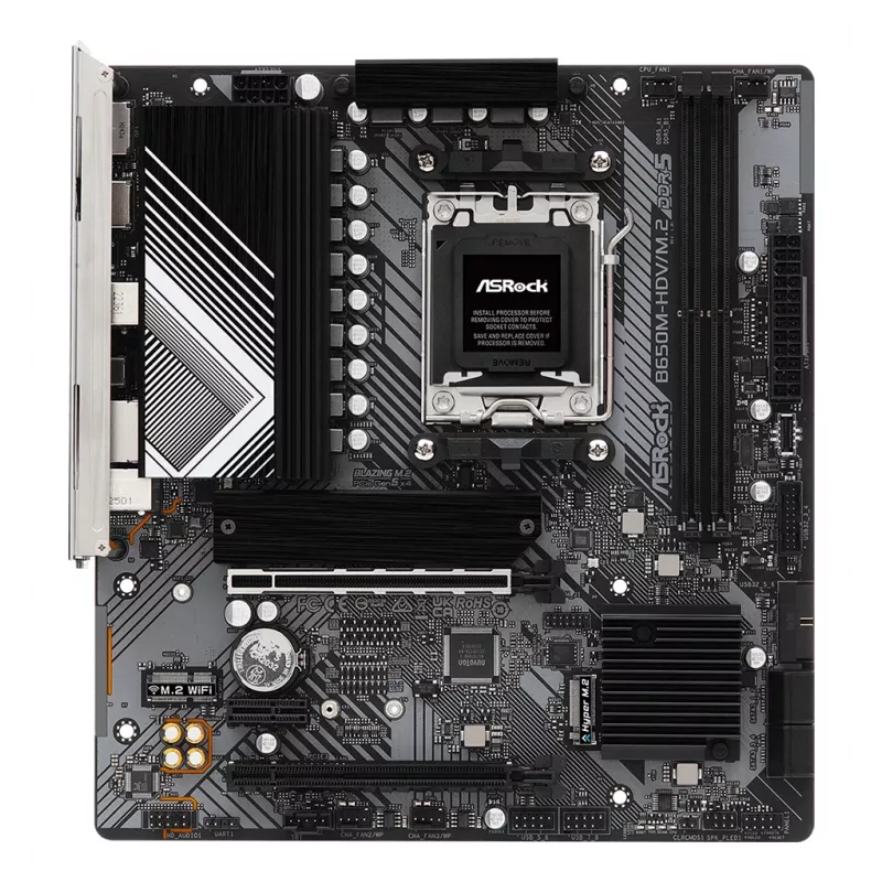 Placa base ASRock B650M-HDV/M.2 micro ATX — AMD B650, Socket AM5, DDR5, 2 ranuras de memoria, 64 GB, M.2 y SATA III