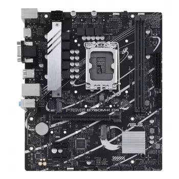Placa base ASUS PRIME B760M-K D4 — Intel B760, LGA 1700, Micro ATX, 2x DDR4 DIMM, 64 GB, M.2, SATA III, Ethernet 2.5Gb