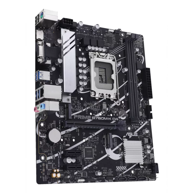 Placa base ASUS PRIME B760M-K D4 — Intel B760, LGA 1700, Micro ATX, 2x DDR4 DIMM, 64 GB, M.2, SATA III, Ethernet 2.5Gb