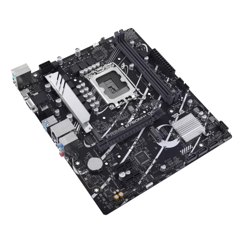 Placa base ASUS PRIME B760M-K D4 — Intel B760, LGA 1700, Micro ATX, 2x DDR4 DIMM, 64 GB, M.2, SATA III, Ethernet 2.5Gb