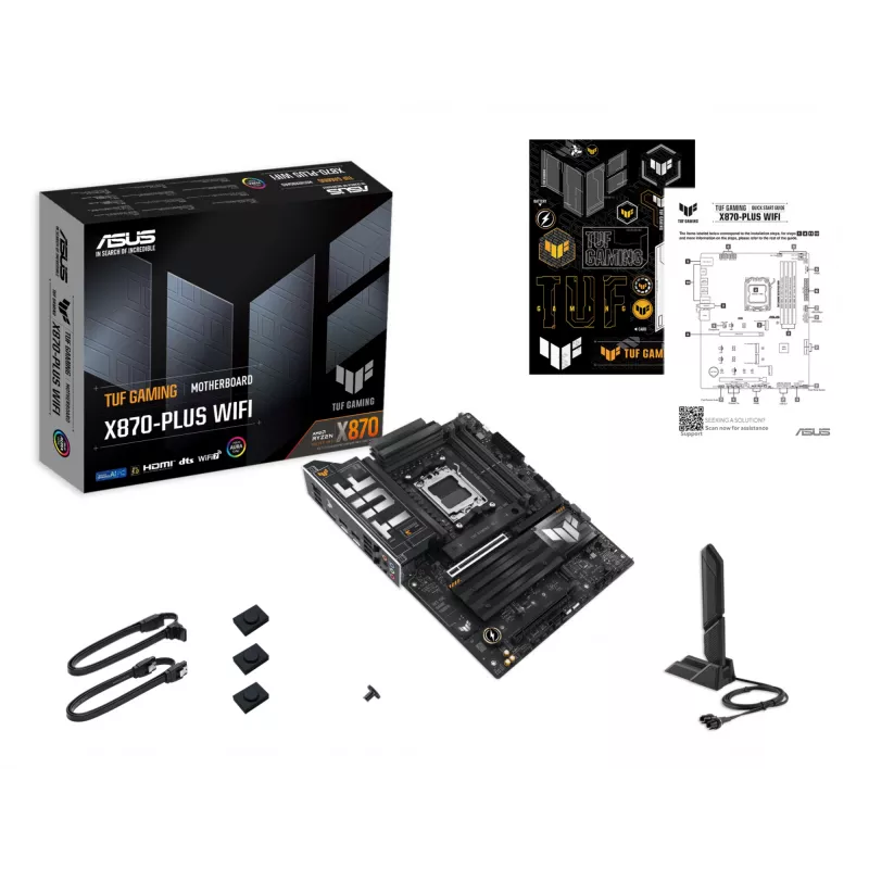 Placa base ASUS TUF GAMING X870-PLUS WIFI — AMD X870, Socket AM5, ATX, DDR5, 4 DIMM, Wi-Fi 7, Bluetooth 5.4