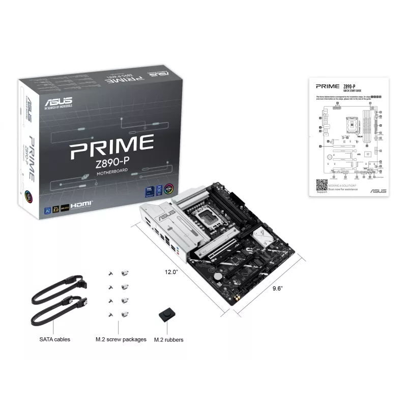Placa base ASUS PRIME Z890-P — Intel Z890, LGA 1851, ATX, DDR5, 4x DIMM, 192GB, 4x M.2, LAN 2,5Gb, HDMI 2.1, 1x USB-C
