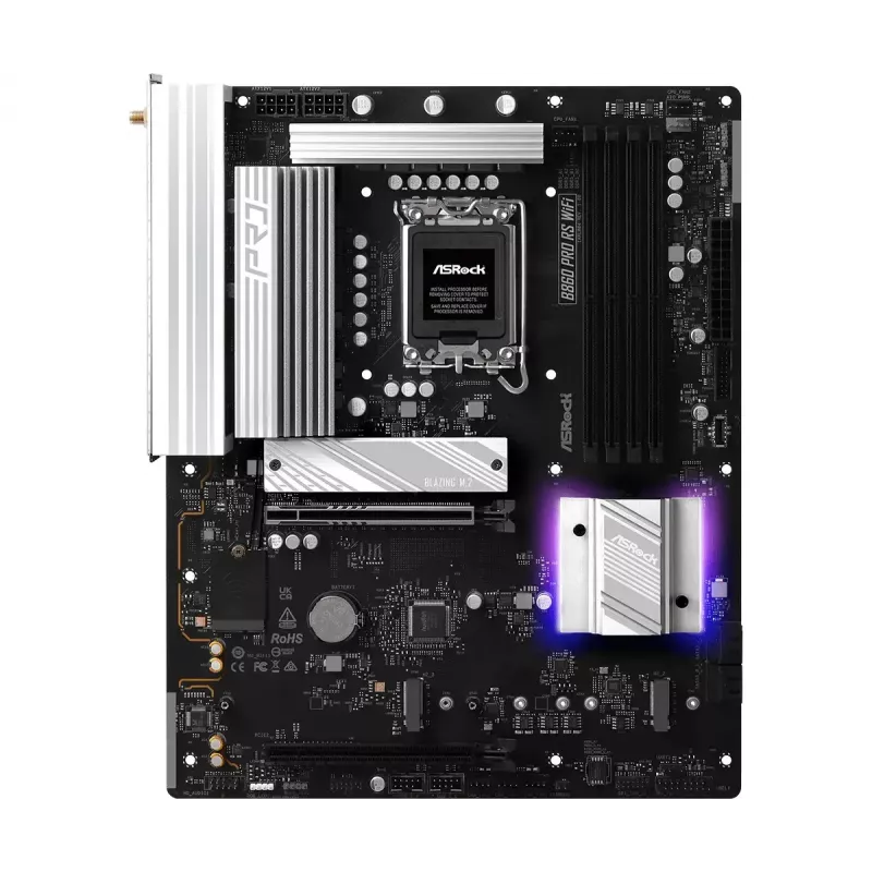 Placa base ASRock B860 Pro RS WiFi Intel B860 LGA1851 ATX, 4x ranuras DDR5, 256GB, Wi-Fi 6E, 2.5GbE