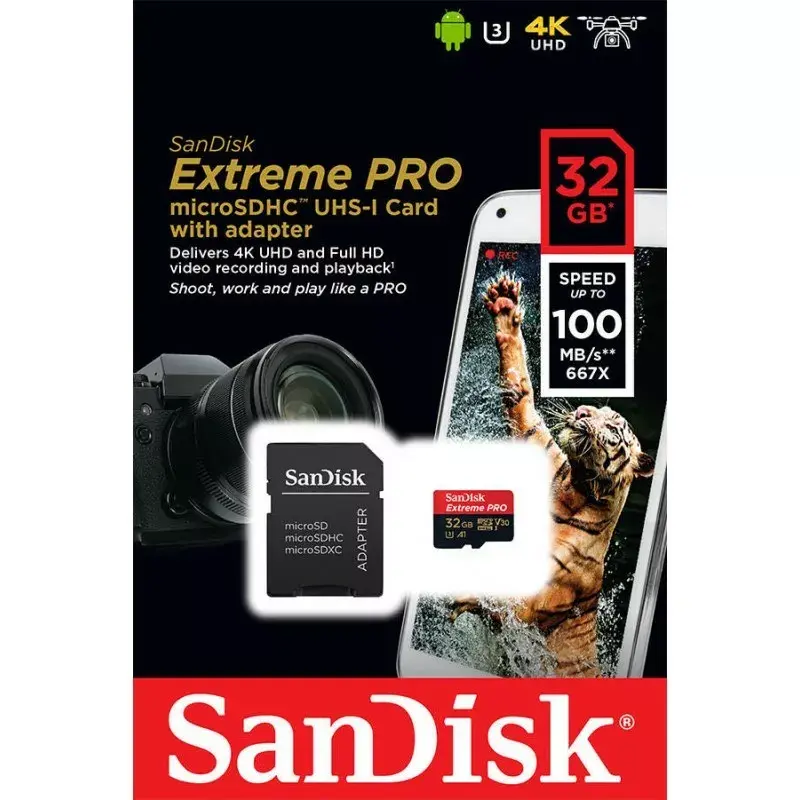 Tarjeta de memoria SanDisk Extreme Pro 32GB MicroSDHC UHS-I Class 10 SDSQXCG-032G-GN6MA