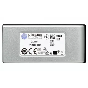 Kingston Technology SSD portátil XS2000 de 2000G, 2 TB, USB Type-C, 3.2 Gen 2 (3.1 Gen 2), 2000 MB/s, negro, plateado