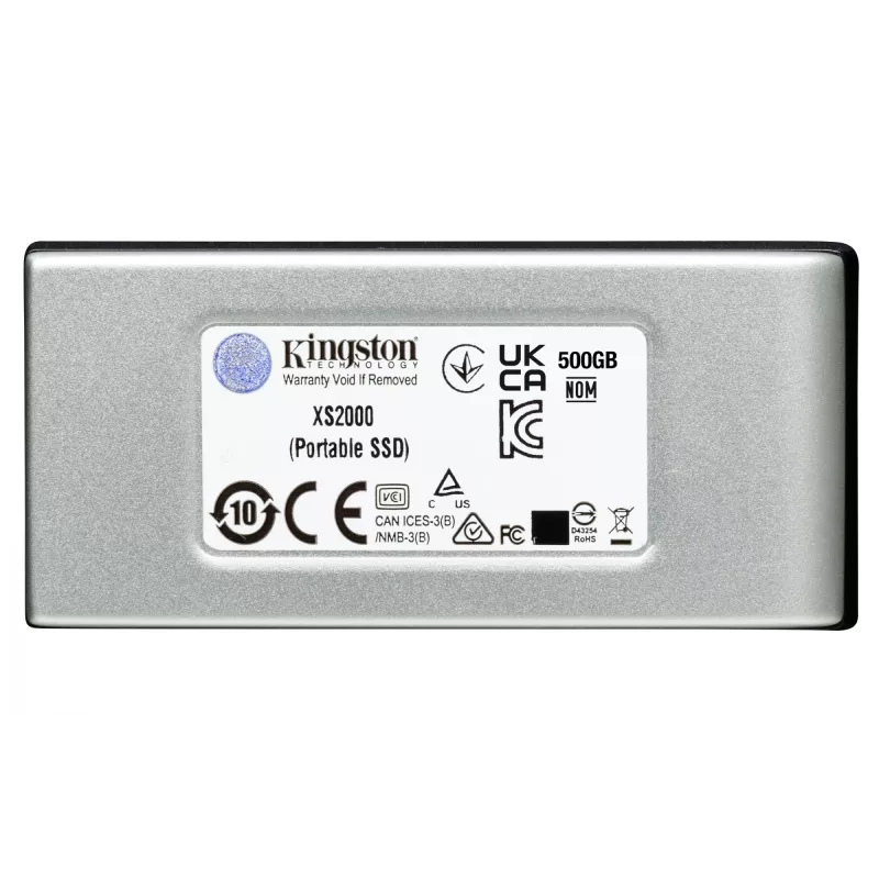 Kingston Technology SSD portátil XS2000 de 1000G, 1 TB, USB Type-C, 3.2 Gen 2 (3.1 Gen 2), 2000 MB/s, negro, plateado