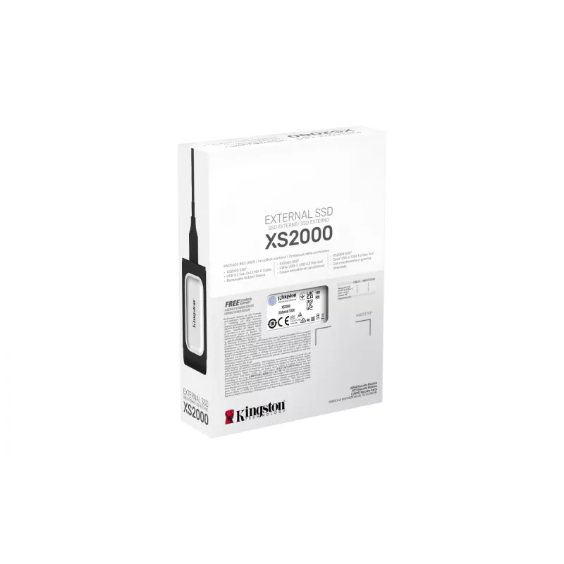 Kingston Technology SSD portátil XS2000 de 1000G, 1 TB, USB Type-C, 3.2 Gen 2 (3.1 Gen 2), 2000 MB/s, negro, plateado