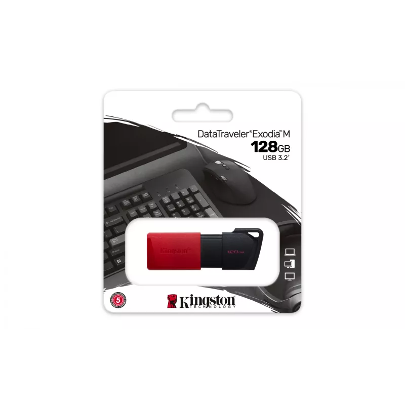 Kingston Technology DataTraveler 128GB USB3.2 Gen1 Exodia M (negro + rojo)