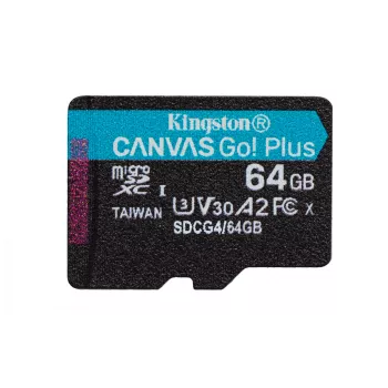 Kingston Technology 64GB microSDXC Canvas Go Plus Gen4 200MB/s A2 U3 V30 tarjeta + adaptador