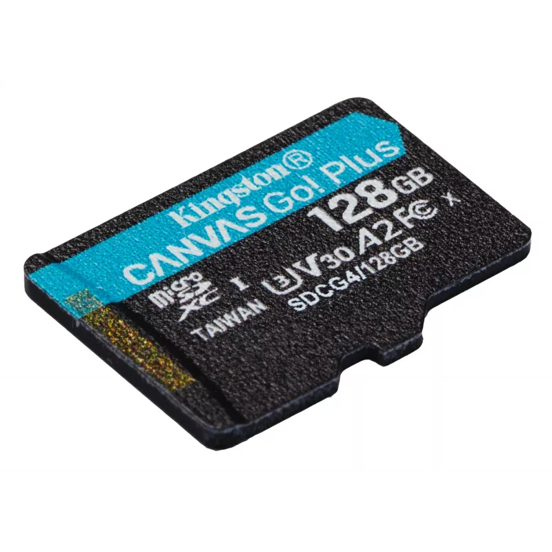 Kingston Technology 128 GB microSDXC Canvas Go Plus Gen4 200 MB/s A2 U3 V30 tarjeta + adaptador