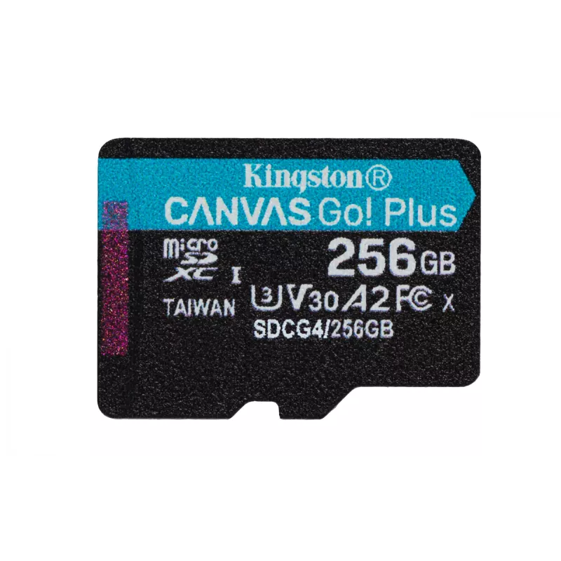Kingston Technology 256GB microSDXC Canvas Go Plus Gen4 200MB/s A2 U3 V30 tarjeta + adaptador