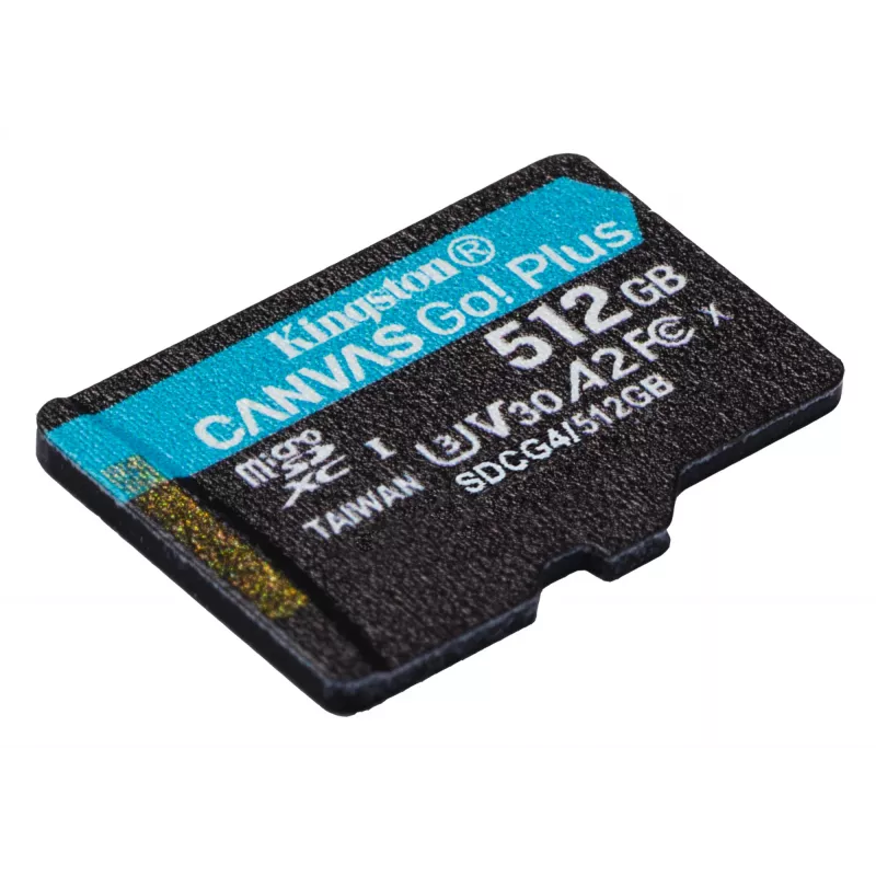 Kingston Technology 512GB microSDXC Canvas Go Plus Gen4 200MB/s A2 U3 V30 tarjeta + adaptador
