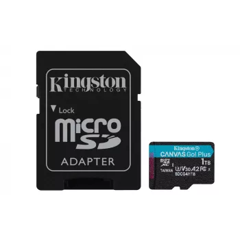 Kingston Technology 1TB microSDXC Canvas Go Plus Gen4 200MB/s A2 U3 V30 tarjeta + adaptador