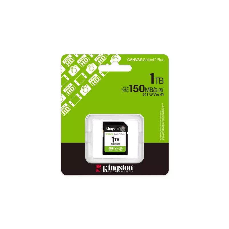 Tarjeta de memoria SD KINGSTON Canvas Select Plus Gen3 1TB SDXC UHS-I V30 U3 Class 10, 150 MB/s